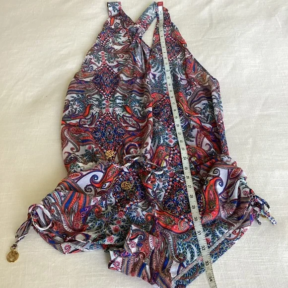 Luli Fama Rebeldia -T Back Romper Womens Size Large Paisley Mixed Print  Beach - Picture 13 of 16